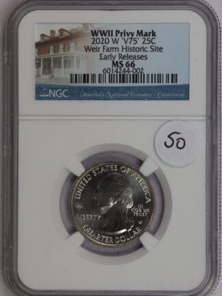 2020 W WW2 Privy Mark Weir Farm Historic Site Quarter NGC MS66 Early Releases