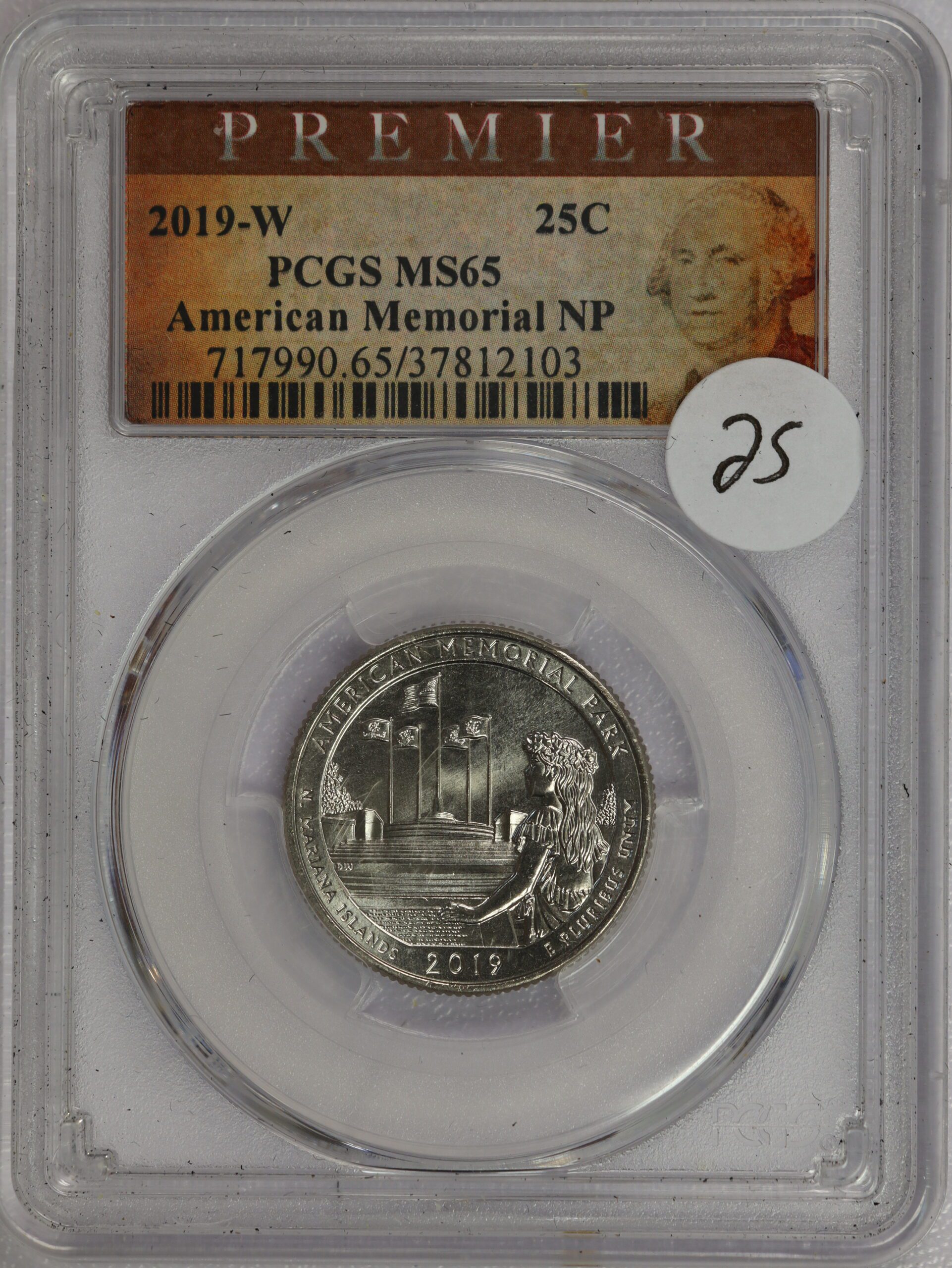 2019 W American Memorial Quarter MS65 PCGS Premiere