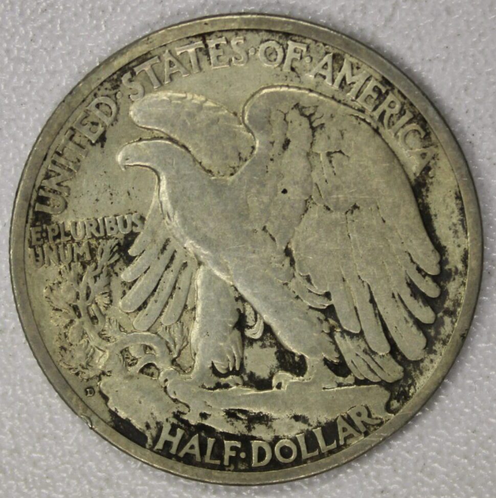 1921-D Walking Liberty Half Dollar Very Good Cleaned - Image 2