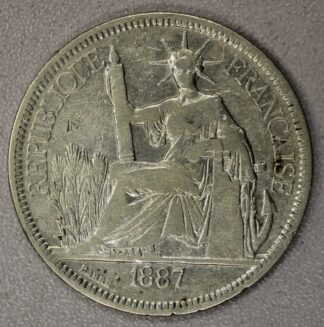 1887 French Indo China Silver Piastre Circulated & Cleaned