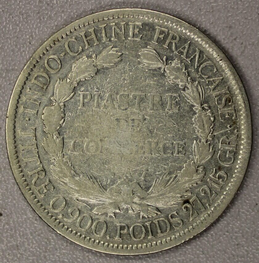 1887 French Indo China Silver Piastre Circulated & Cleaned - Image 2