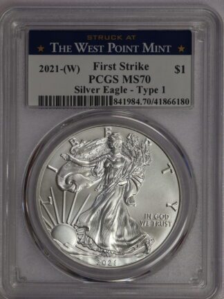 2021 (W) Silver Eagle First Strike Blue Type 1 MS70 PCGS