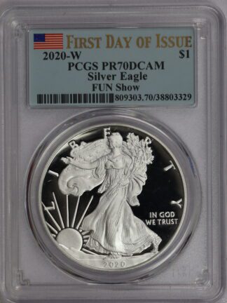 2020 W Silver Eagle First Strike Flag FUN Show PR70 PCGS