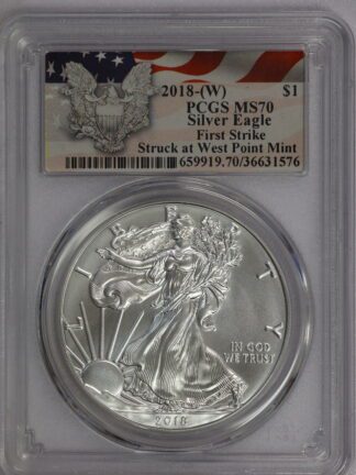 2018 (W) Silver Eagle Flag Label MS70 PCGS