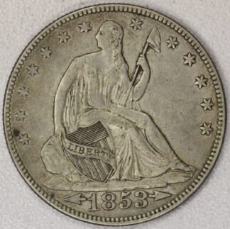 1853 With Arrows & Rays Seated liberty Half Dollar Choice Very Fine