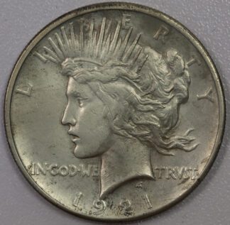 Auction - 1921 Peace Dollar AU Cleaned
