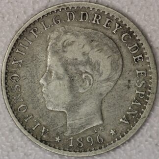 1896 Puerto Rico Silver 10 Centavos (Issued by Spain)