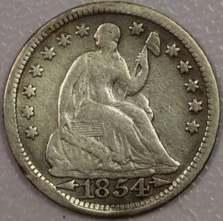 Auction - 1854 Seated Liberty Half Dime Lightly Bent