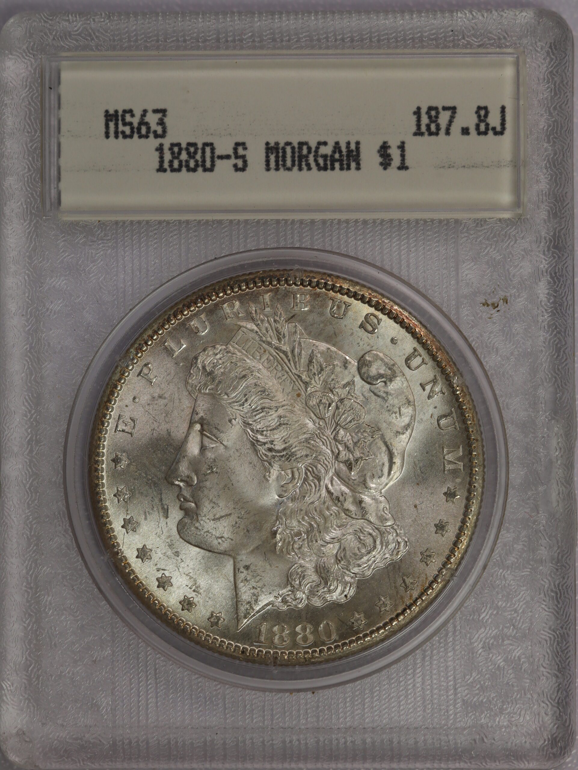 1880 S Morgan Dollar Blanchard Holder MS63