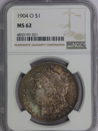1904 O Morgan Silver Dollar MS62 NGC Toned