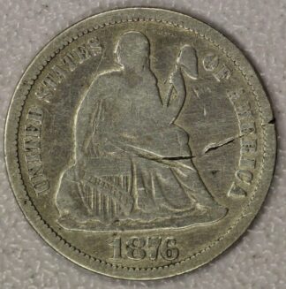AUCTION-   1876-CC Seated Liberty Dime Scratched, Worn & Cleaned