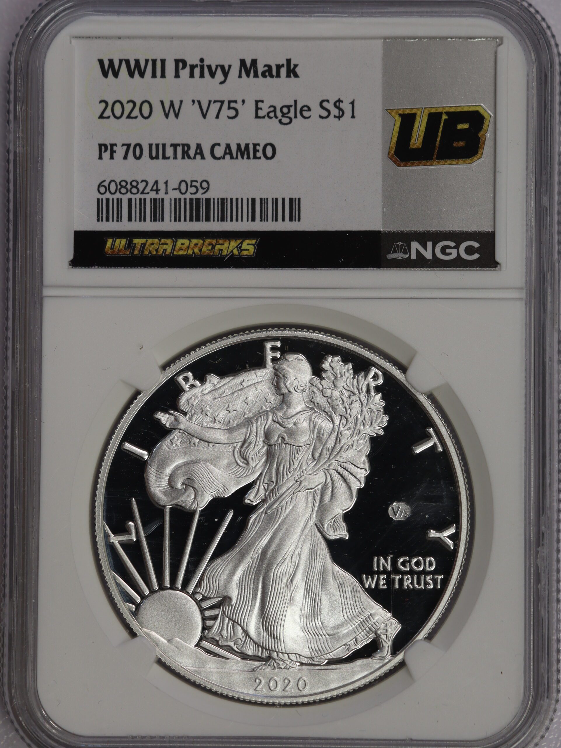 2020 W V75 Privy Silver Eagle NGC PF70 UB