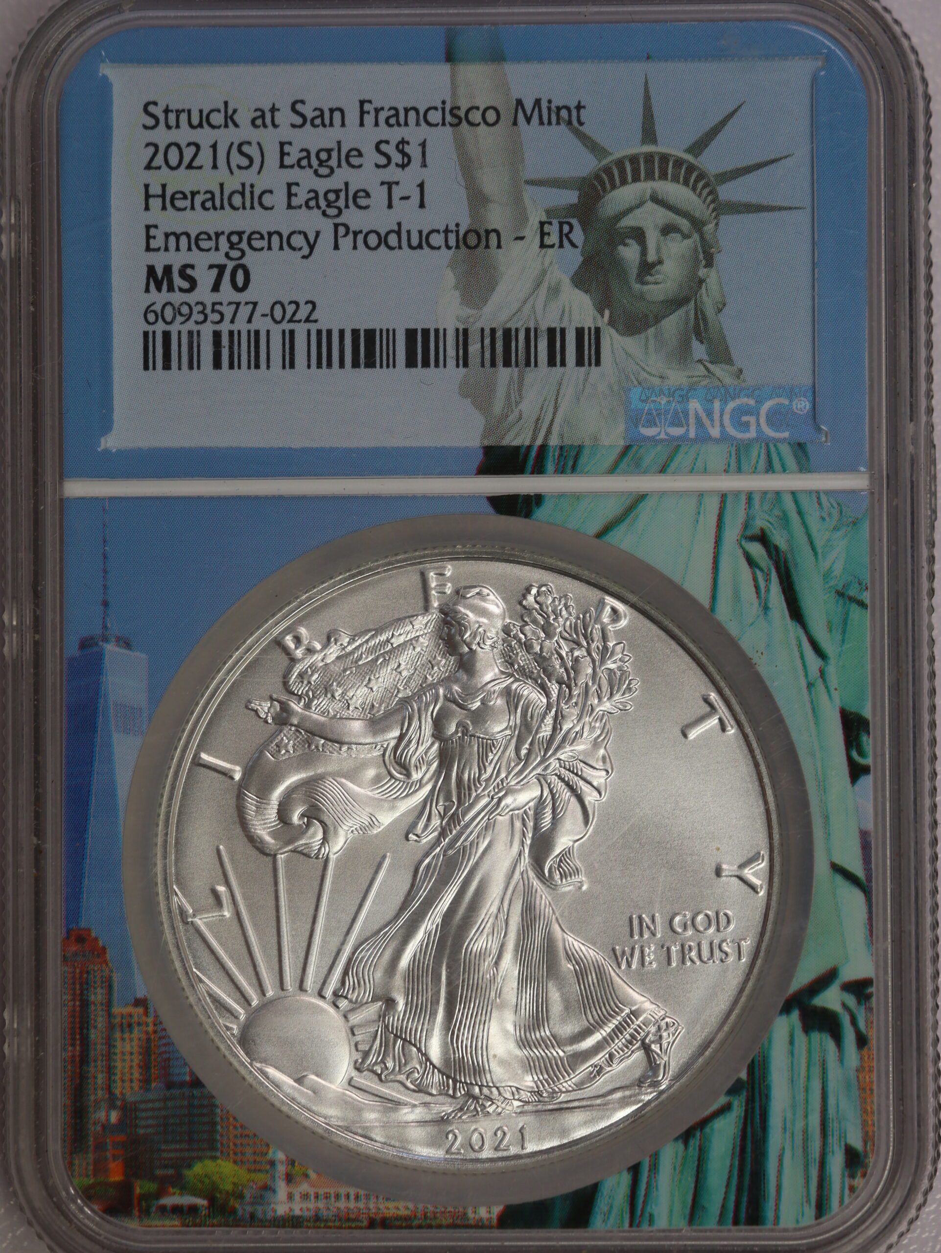 2021 (S) Silver Eagle MS70 NGC Type 1 Emergency Production Statue Of Liberty