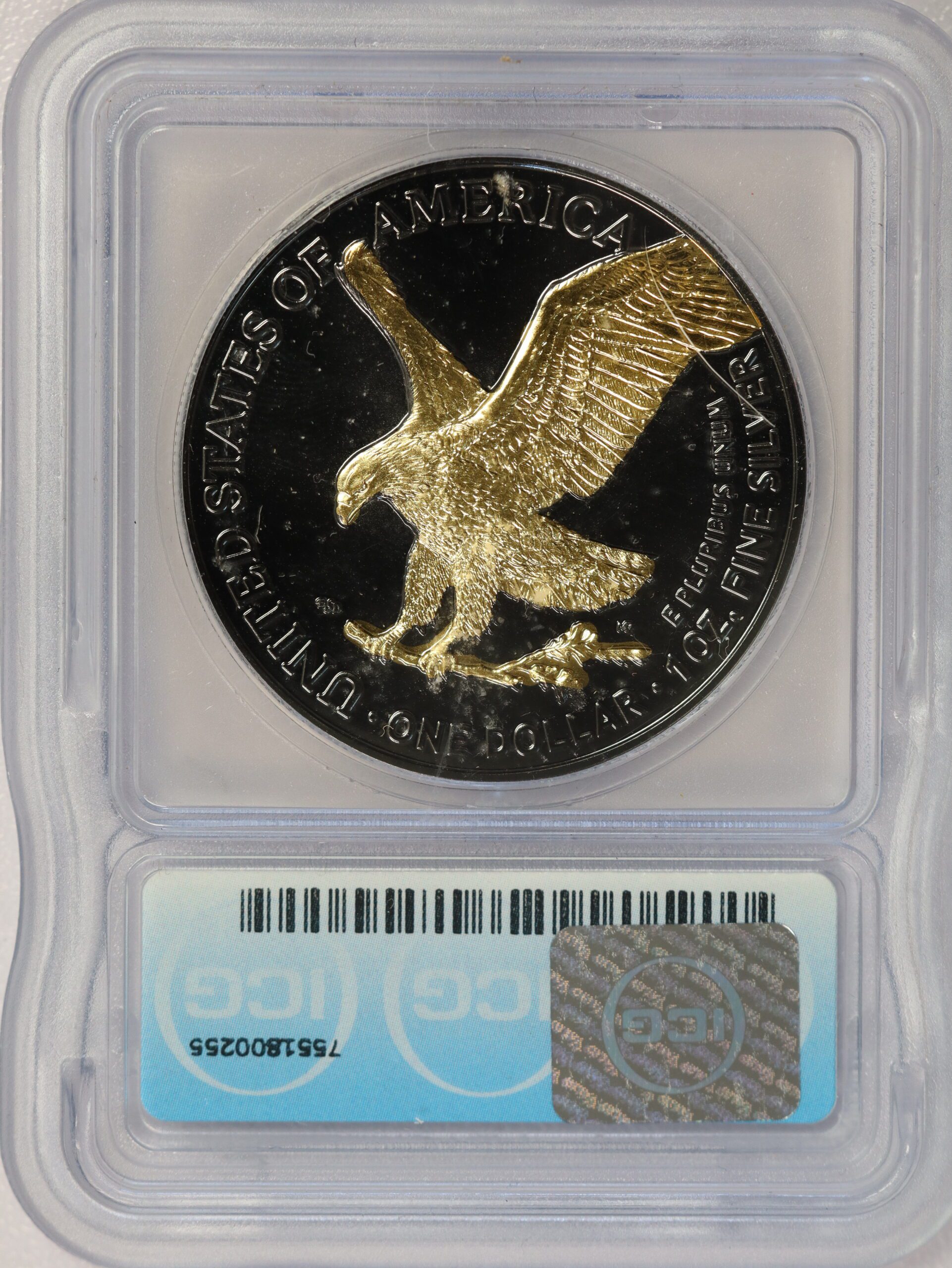 2021 Silver Eagle Type 2 Black Ruthenium & Gold Plate ICG MS63 - Image 2