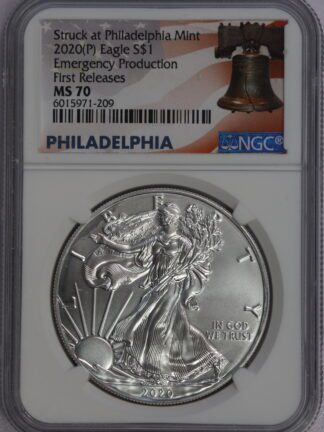 2020 (P) Silver Eagle MS70 NGC Emergency Production Liberty Bell