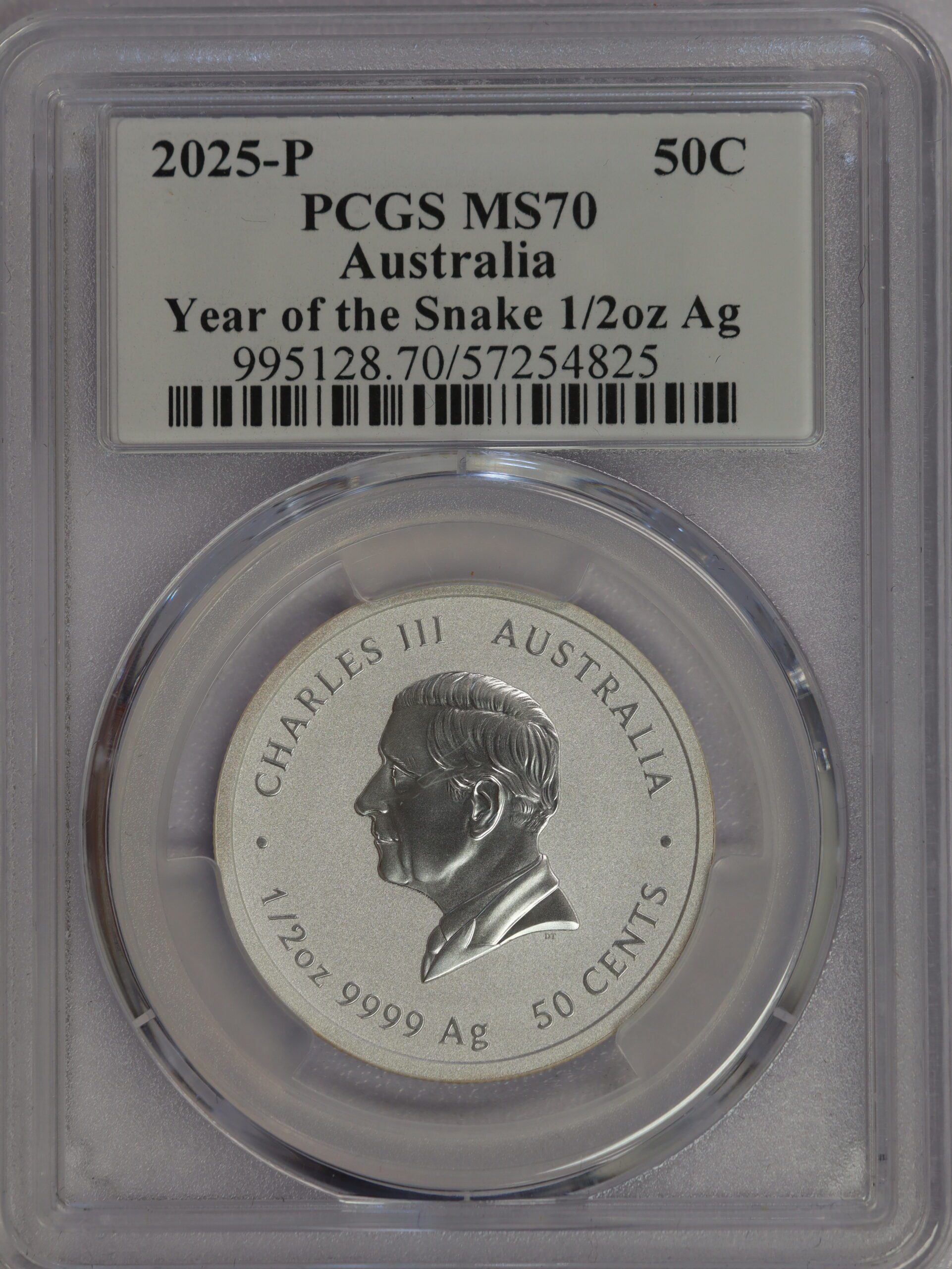 2025 P Australia Year Of the Snake 1/2 oz .9999 Silver MS70 PCGS - Image 3