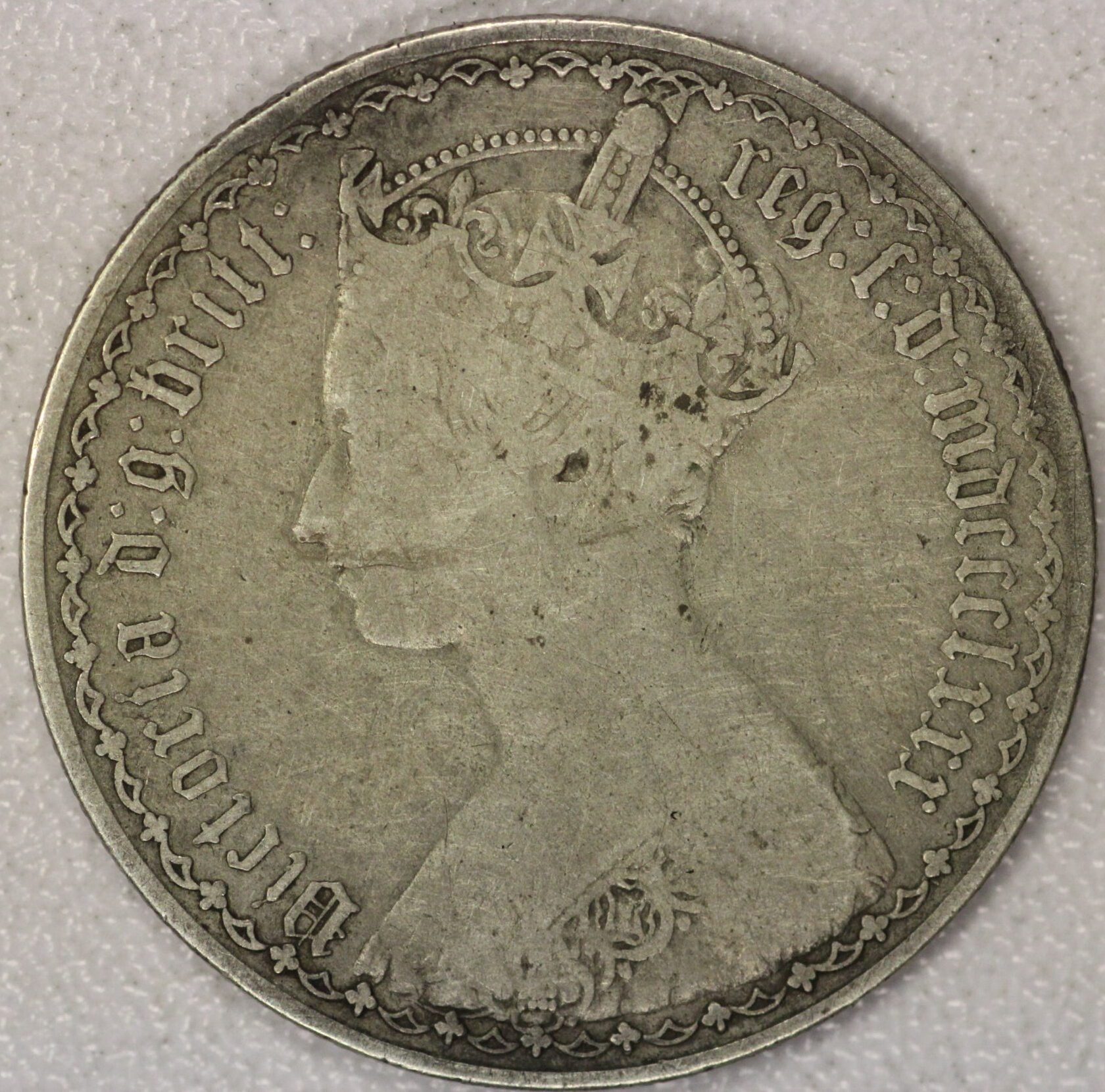 AUCTION- 1853 Great Britain Gothic Florin Circulated