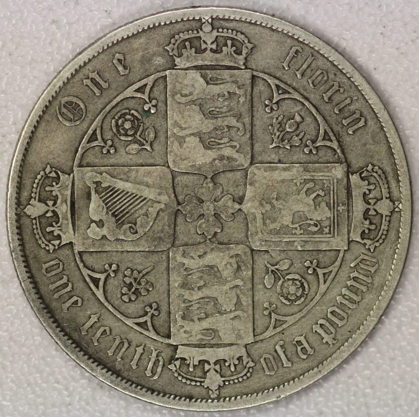 AUCTION- 1853 Great Britain Gothic Florin Circulated - Image 2
