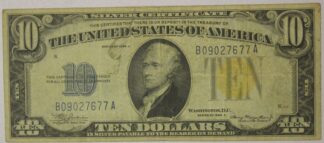 1934-A Ten Dollar Silver Certificate North Africa Note Circulated
