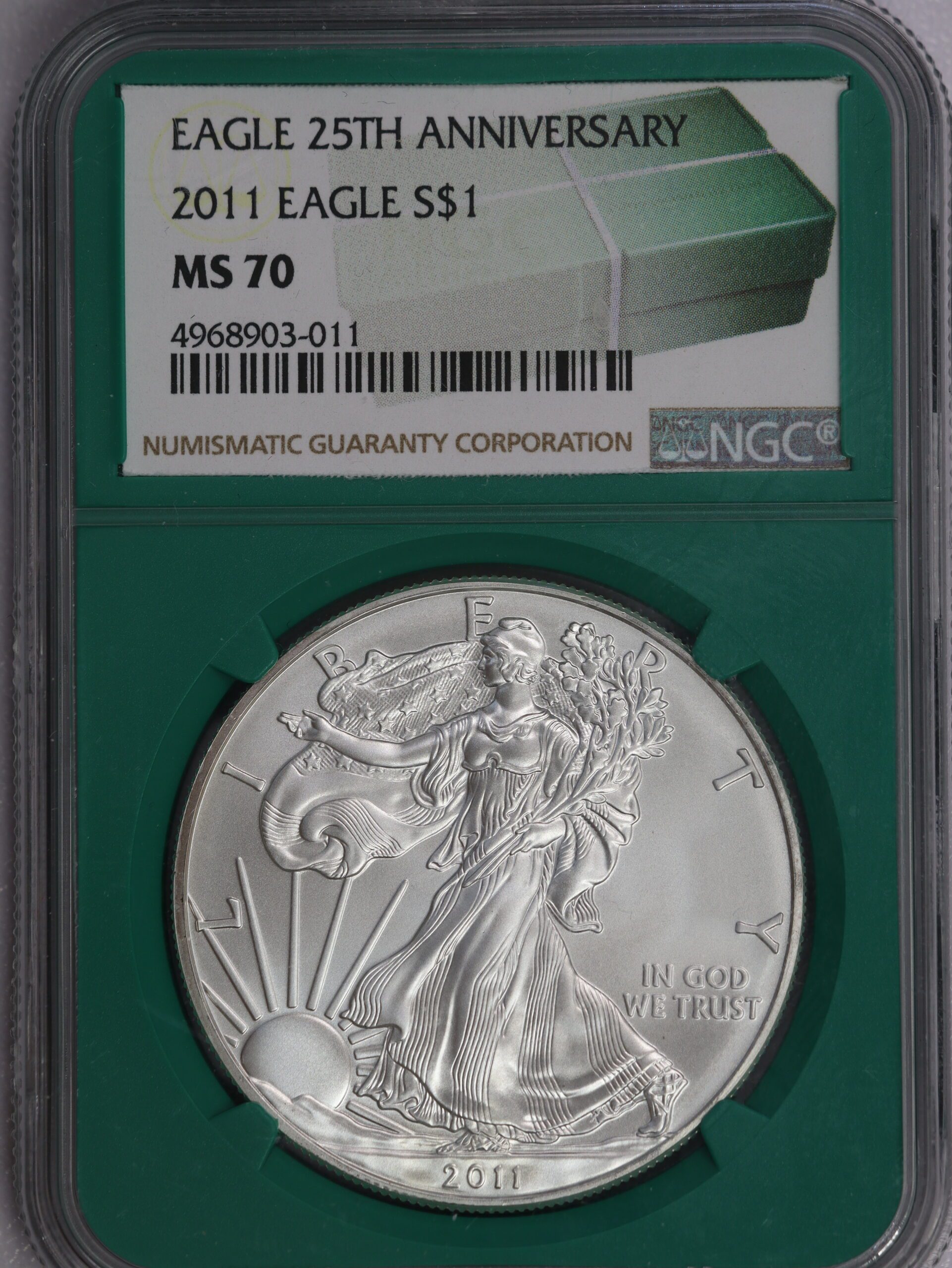 2011 Silver Eagle 25th Anniversary NGC MS70 Monster Box Label