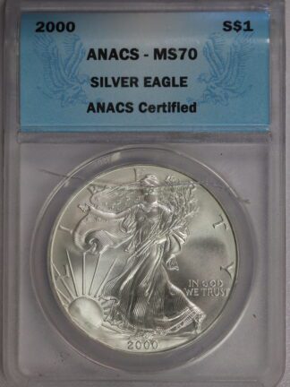 Auction - 2000 Silver Eagle .999 Silver MS70 ANACS Cracked Holder