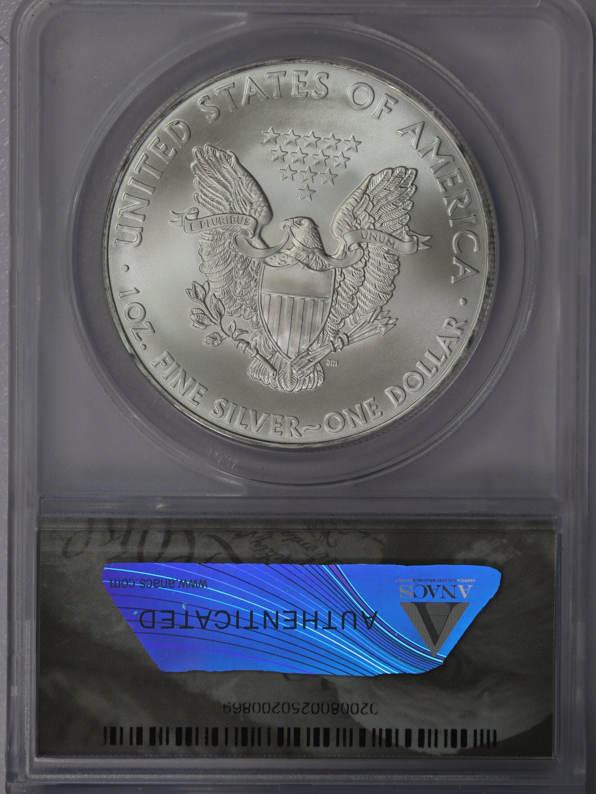 2016 (S) Silver Eagle MS69 ANACS Eagle Brown Label - Image 2