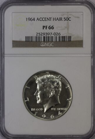 1964 Accent Hair Kennedy Half Dollar NGC PF66