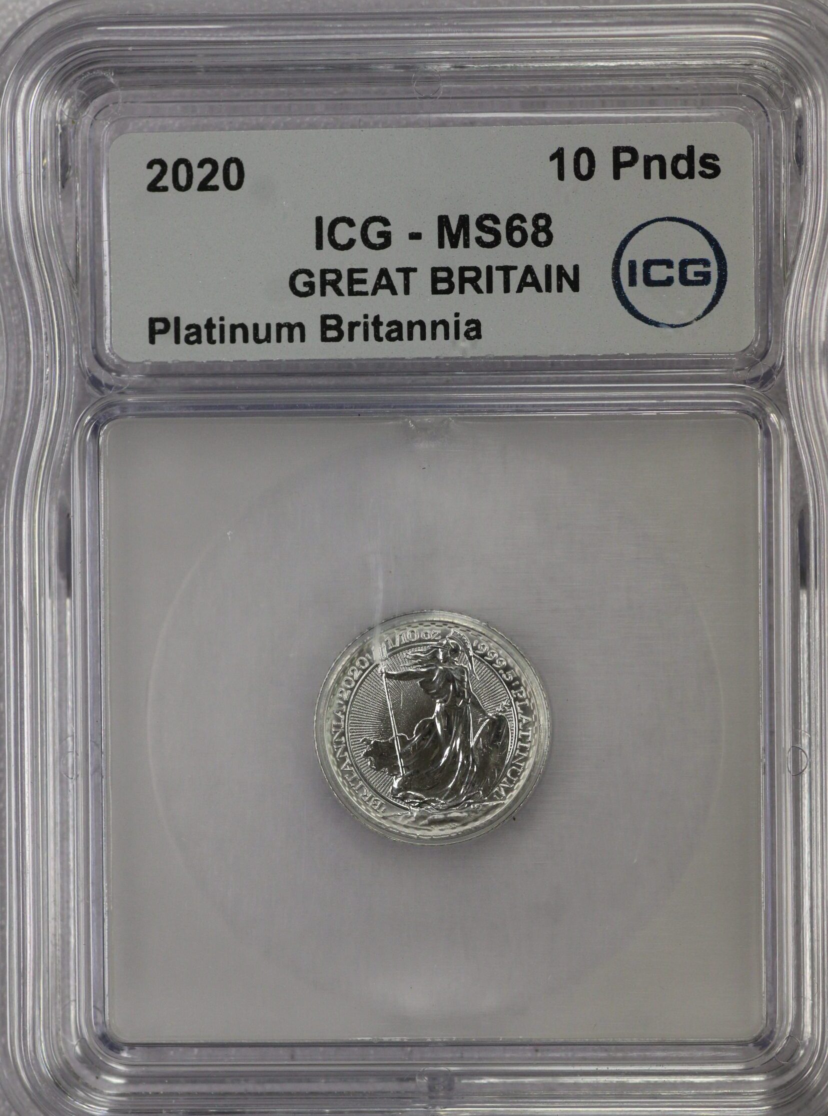 2020 Great Britain 10 Pounds 1/10 OZ Platinum Britannia IGC MS68