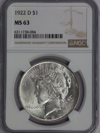 1922 D Peace Dollar NGC MS63