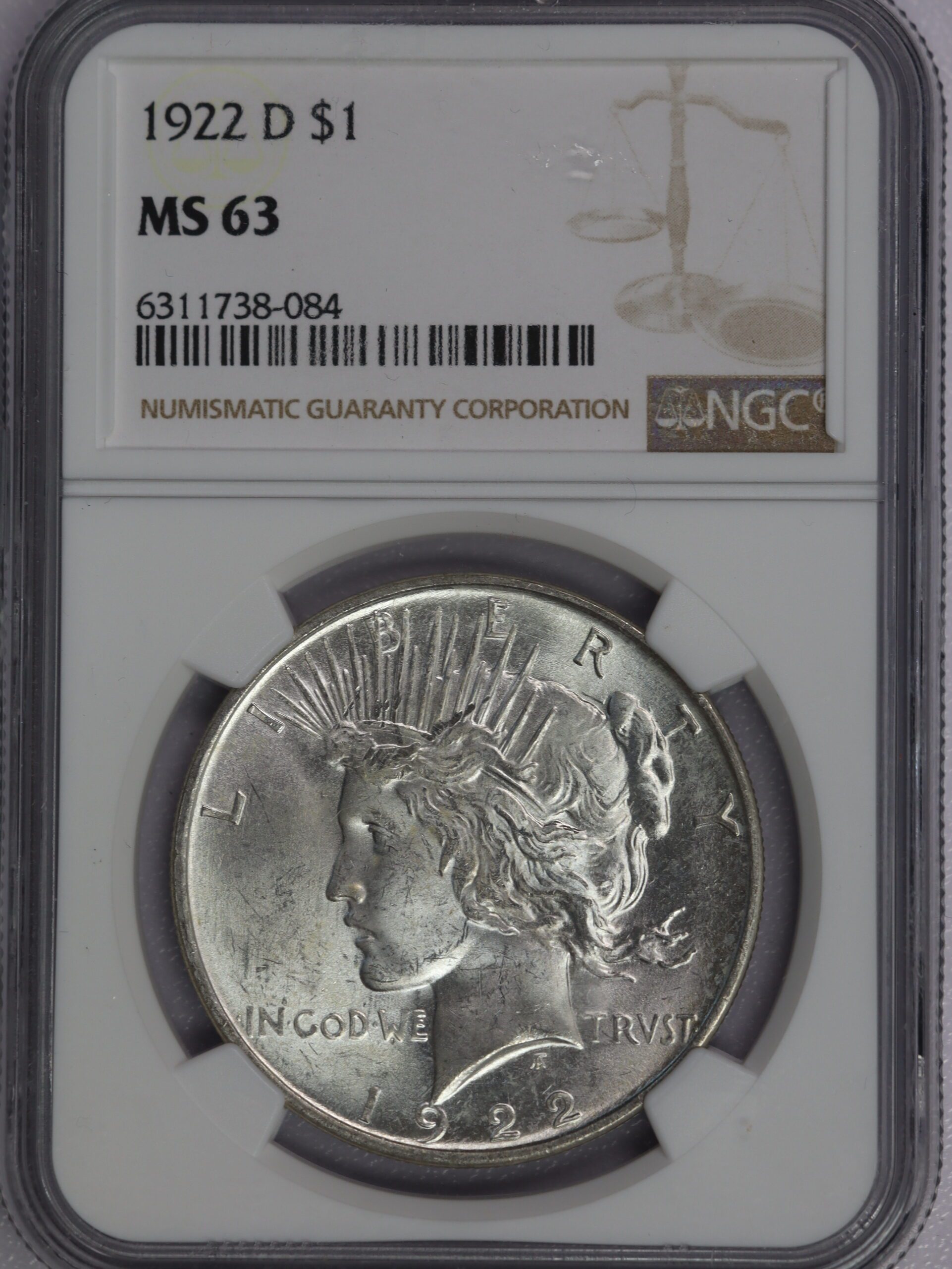 1923 D Peace Dollar NGC MS63