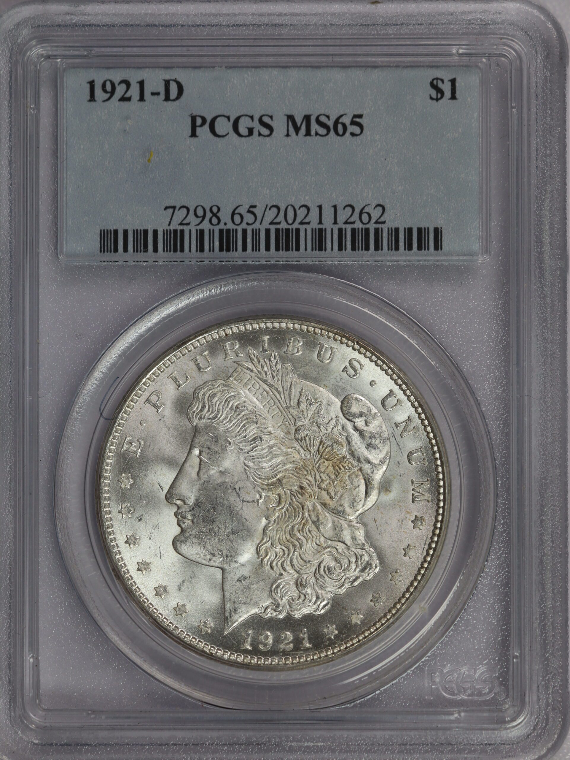 1921 D Morgan Dollar PCGS MS65