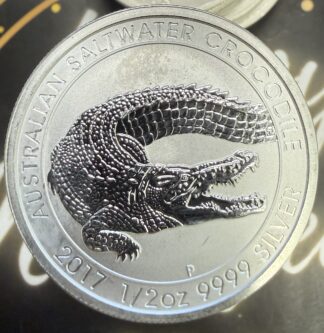 2017 Australia Alligator With Baby 1/2 oz Silver .9999% - Milk Spots - Below Melt