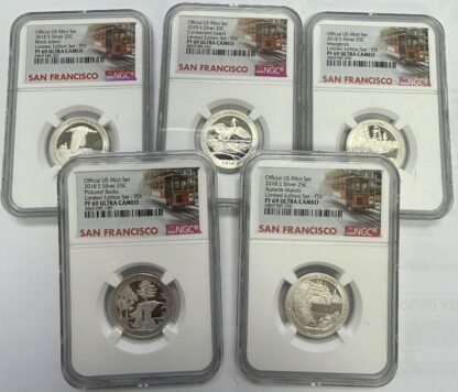 5 Coin - 2018 S Silver Reverse Proof Set Quarters NGC Rev. PF 70 - FREE 5 Coin - 2018 S Silver Reverse Proof Set Quarters NGC Rev. PF 70 - FREE