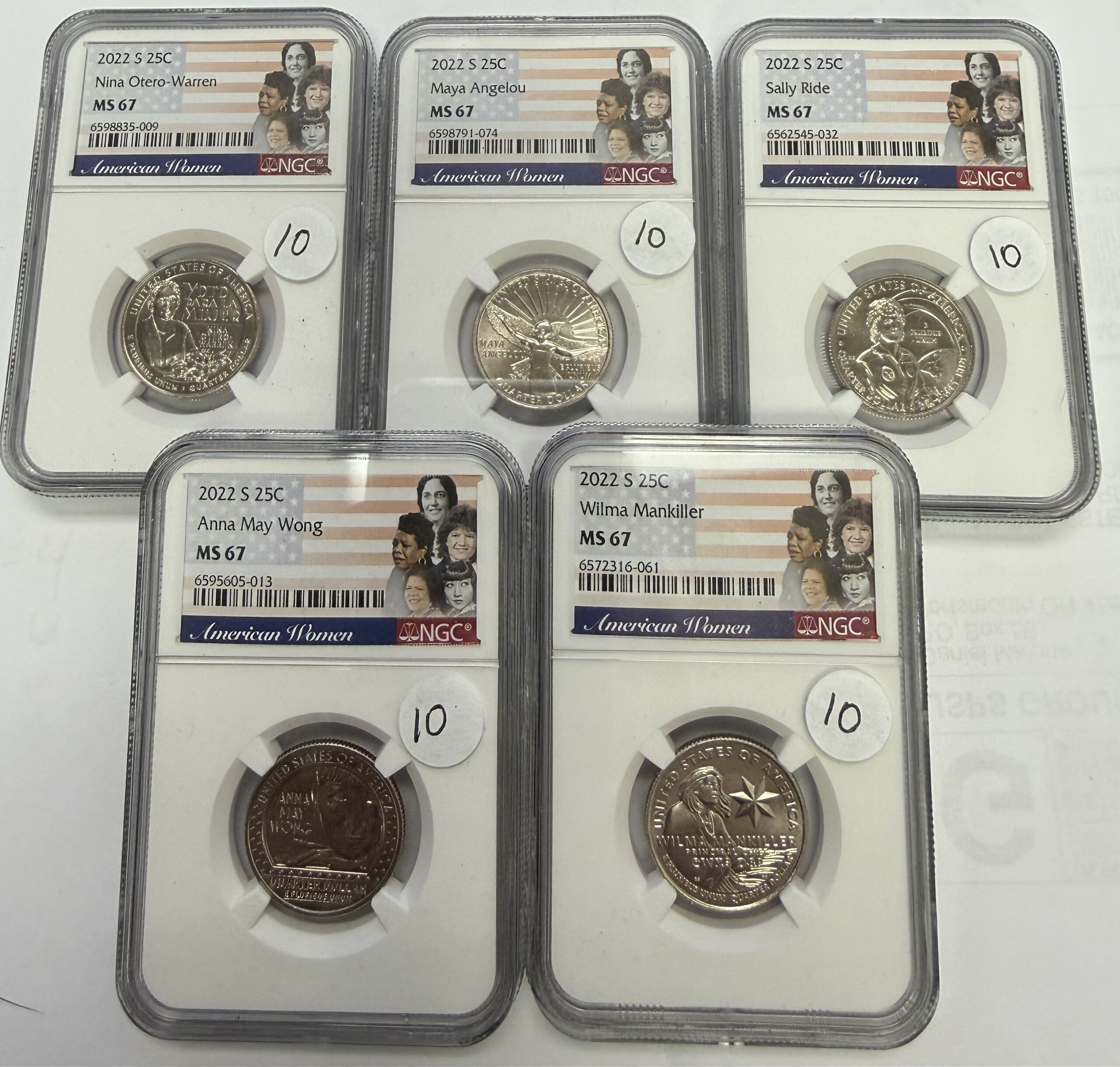 2022 S Women Quarter UNC CladSet 5 Coin SET MS67 NGC