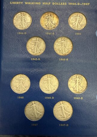 1941 To 1947 Walking Half Dollar Complete Collection In Whitman Album 20 Coins