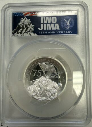 2020 P Tuvalu $5 Iwo Jima 75TH Anniv. 5 oz Silver PR69 DCAM PCGS Cracked Holder