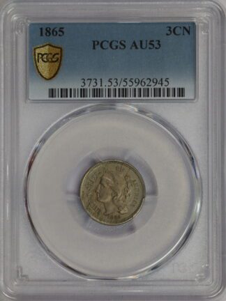 1865 Three Cent Nickel PCGS AU53