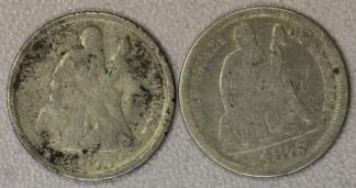 AUCTION-   1875-CC Liberty Seated Dimes Mint Mark Above & Below Wreath