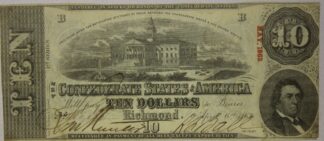 AUCTION-   1863 Confederate Ten Dollar Note Richmond Virginia