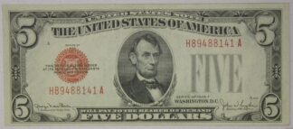 1928-F Five Dollar United States Note AU to UNC