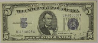 1934-D Five Dollar Silver Certificate Very Fine