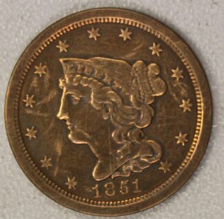 AUCTION-   1851 Braided Hair Half Cent Harshly Cleaned
