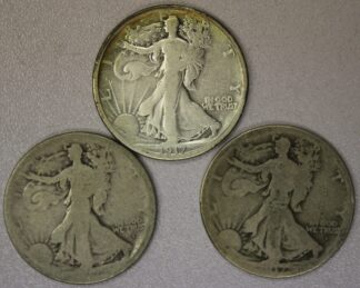 AUCTION-   1917, 1917-D Obv & 1917-S Obv Walking Liberty Half Dollars Very Circulated
