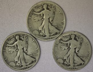 1918, 1918-D & 1918-S Walking Liberty Half Dollars Good to Very Good
