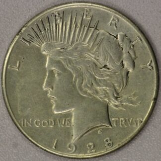 AUCTION-   1928 Peace Dollar Circulated & Cleaned