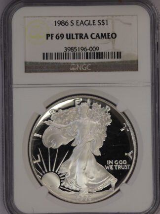 1986 S Proof Silver Eagle NGC PF69 Ultra Cameo