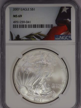 2007 Silver Eagle NGC Flag Olive Branch MS69
