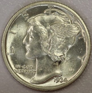Auction - 1934 Mercury Dime AU