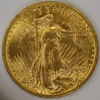 1907 $20 Gold Saint Gaudens Double Eagle UNC