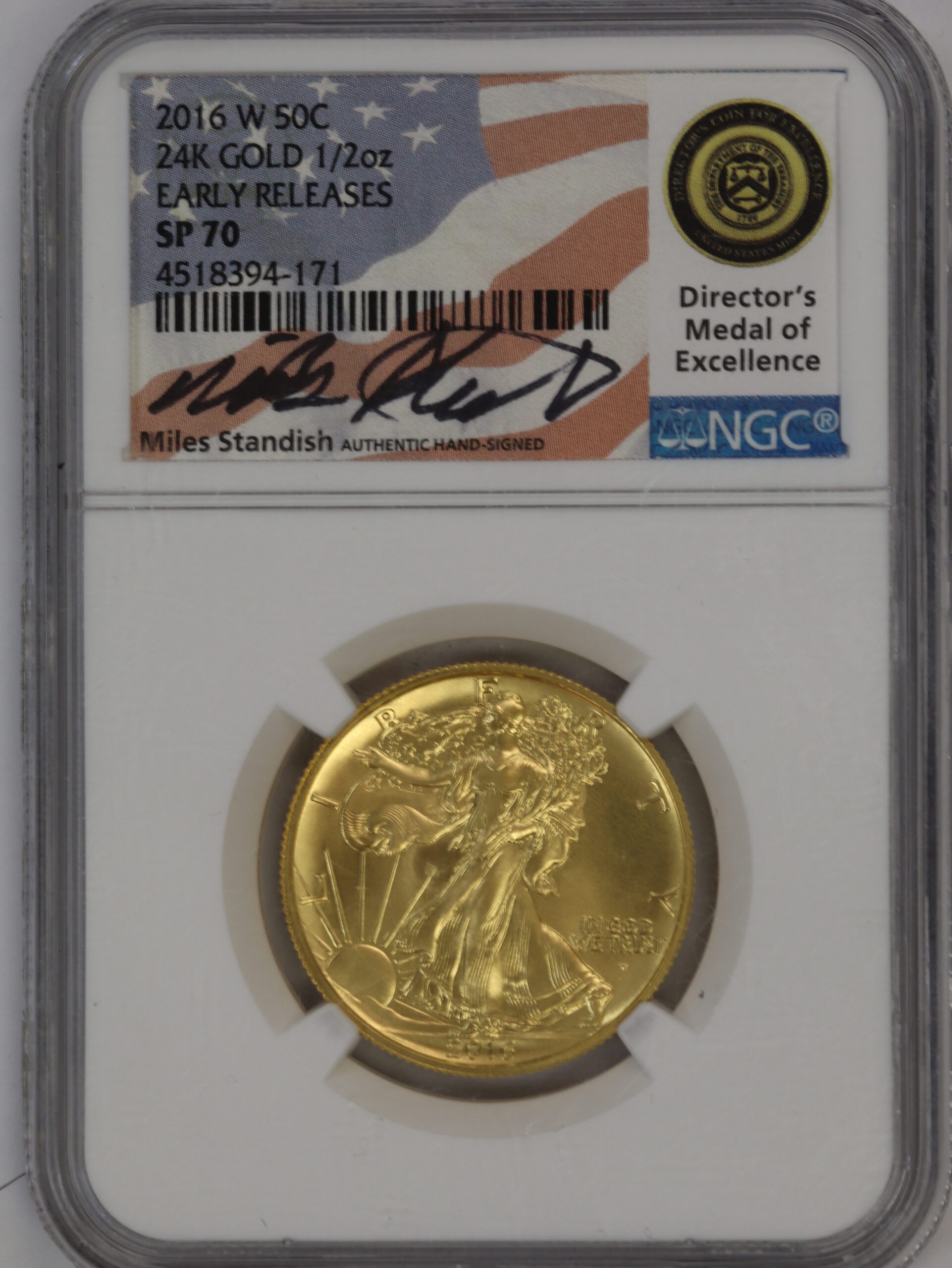 2016 W Gold Walking Half Dollar Centennial NGC SP70
